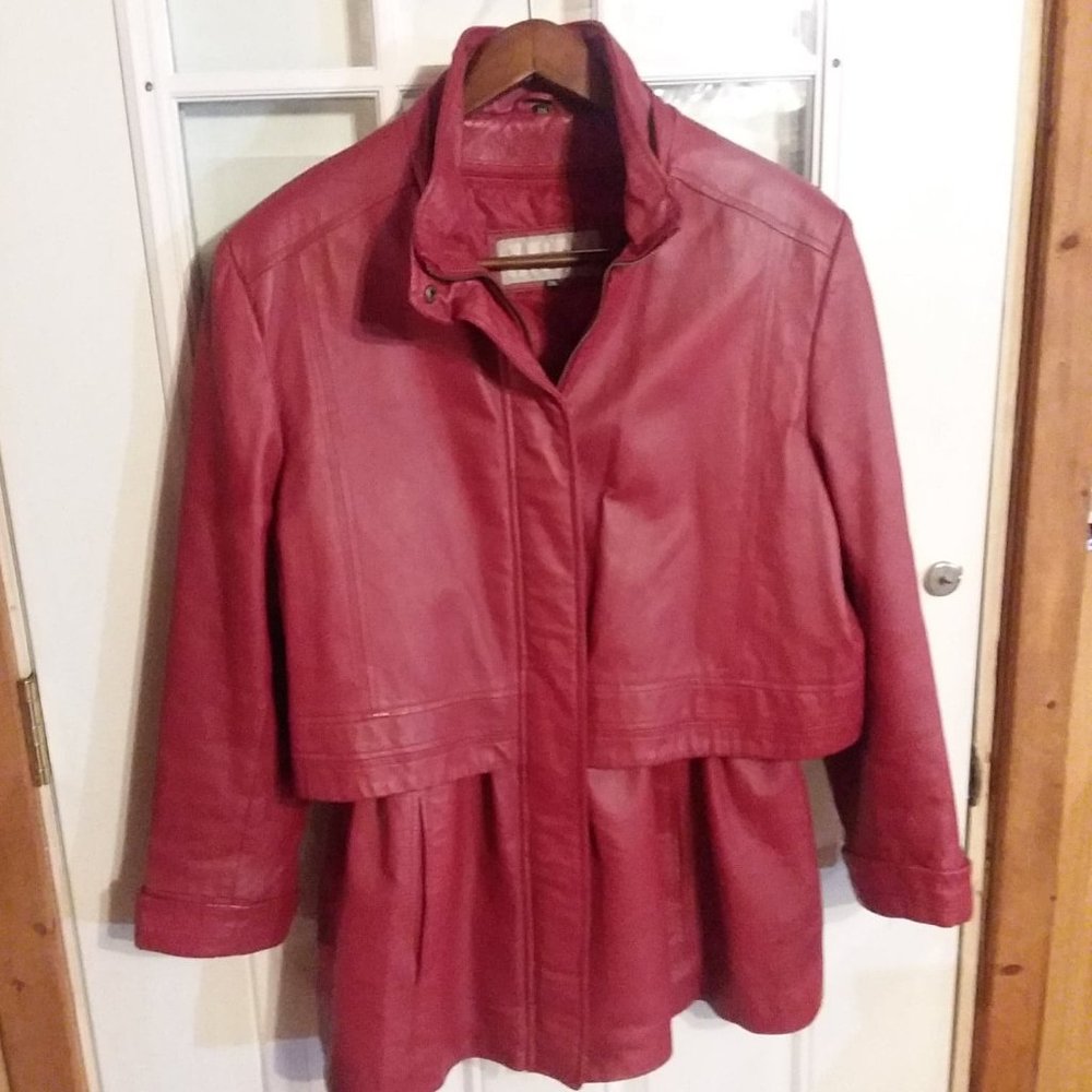 Women's Sz 2XL Red Leather Coat Monroe and Main